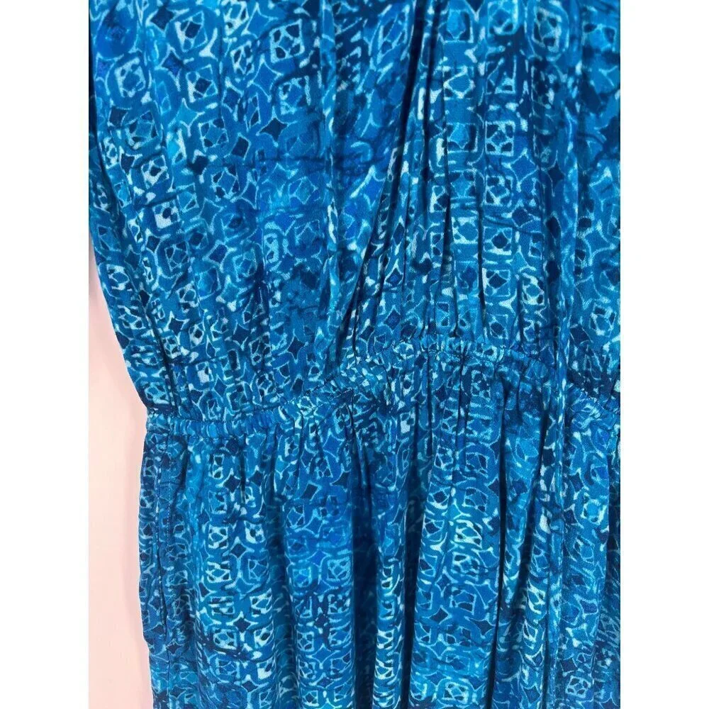 Green Dragon Womens Swimsuit Cover Dress Blue Size Medium Rayon Lace Up